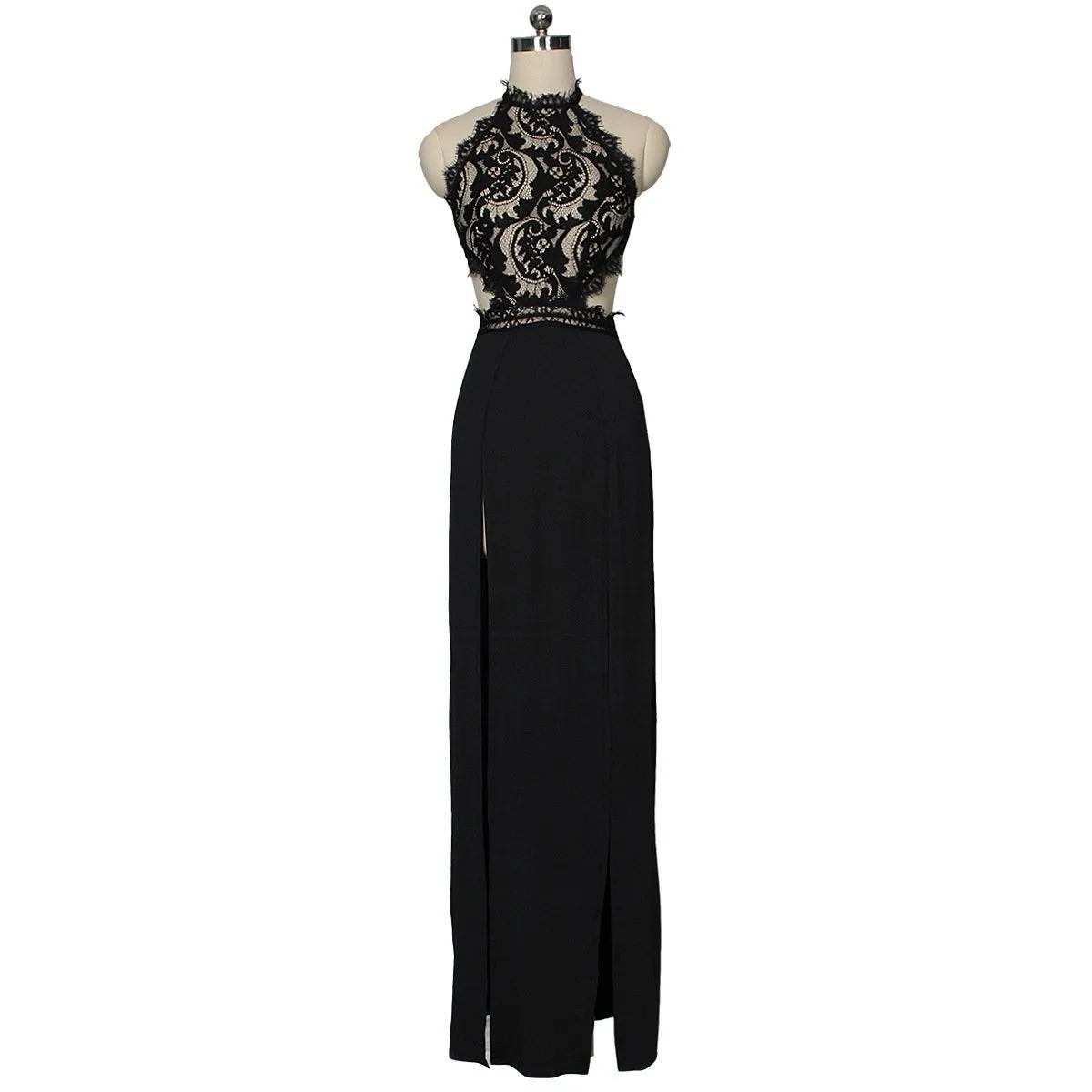 SEXY LACE SIDE-SLITS BACKLESS MAXI DRESS PARTY DRESS