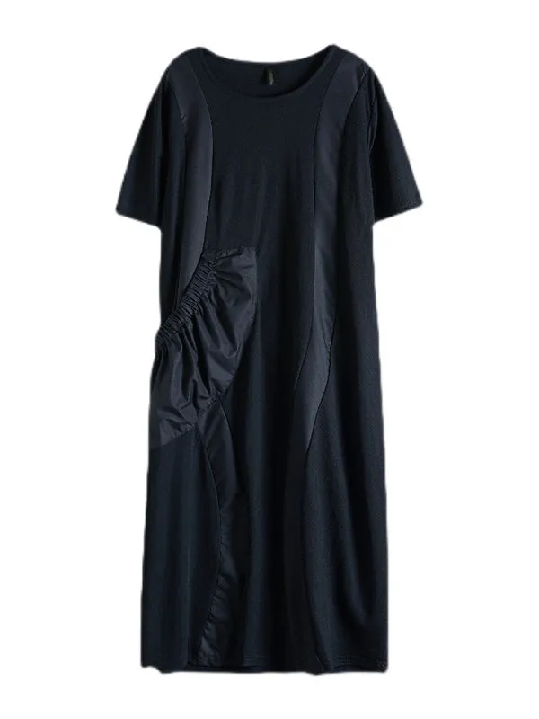 Simple Casual Solid Color Split-Joint Midi Dress