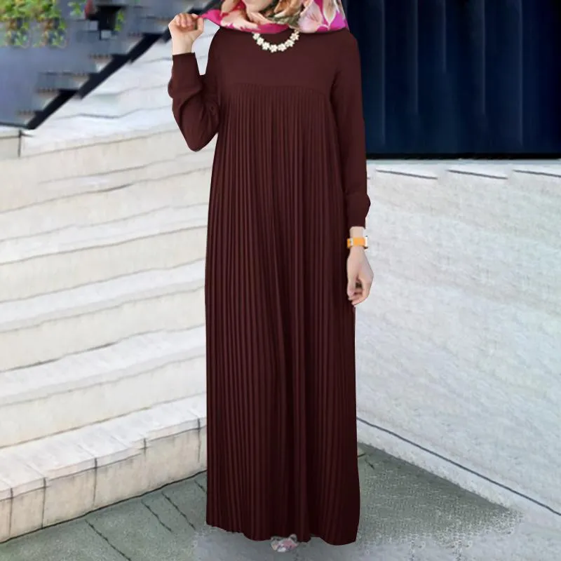 Simple Solid Color Pleated Abaya (MA094)