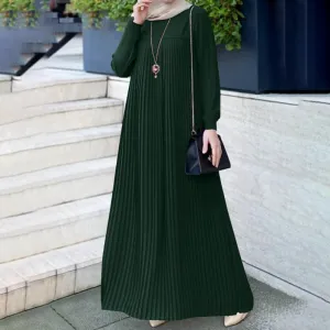 Simple Solid Color Pleated Abaya (MA094)