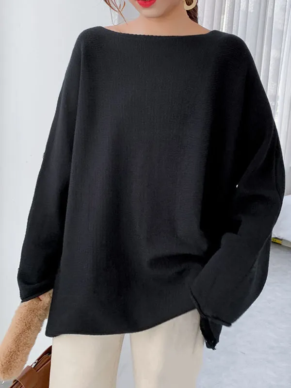 Simple Solid Color Round-Neck Sweater