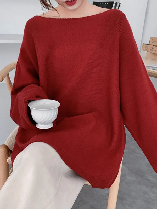 Simple Solid Color Round-Neck Sweater