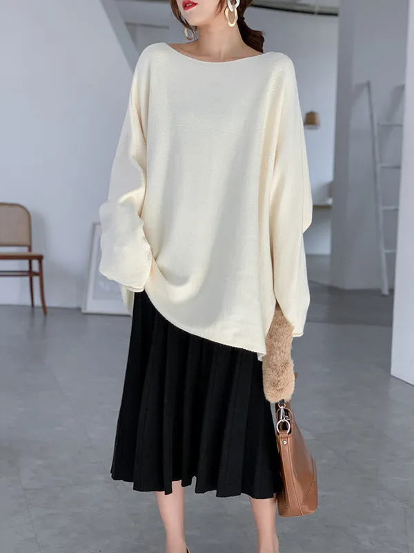 Simple Solid Color Round-Neck Sweater