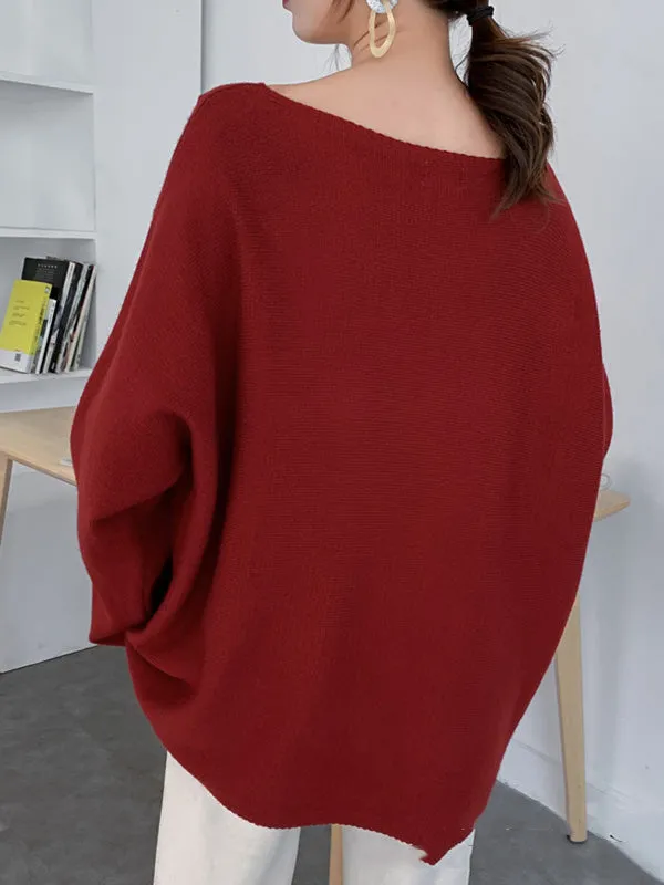 Simple Solid Color Round-Neck Sweater