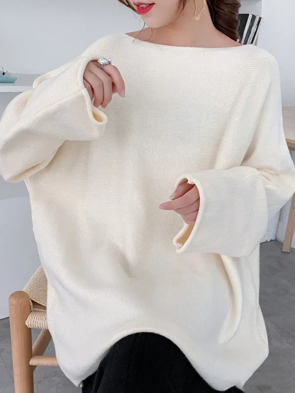 Simple Solid Color Round-Neck Sweater