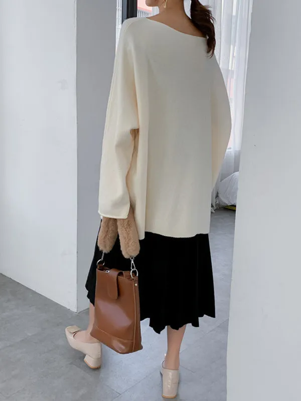 Simple Solid Color Round-Neck Sweater