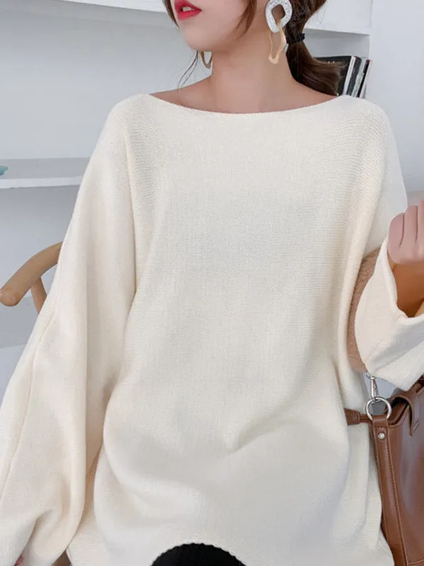 Simple Solid Color Round-Neck Sweater