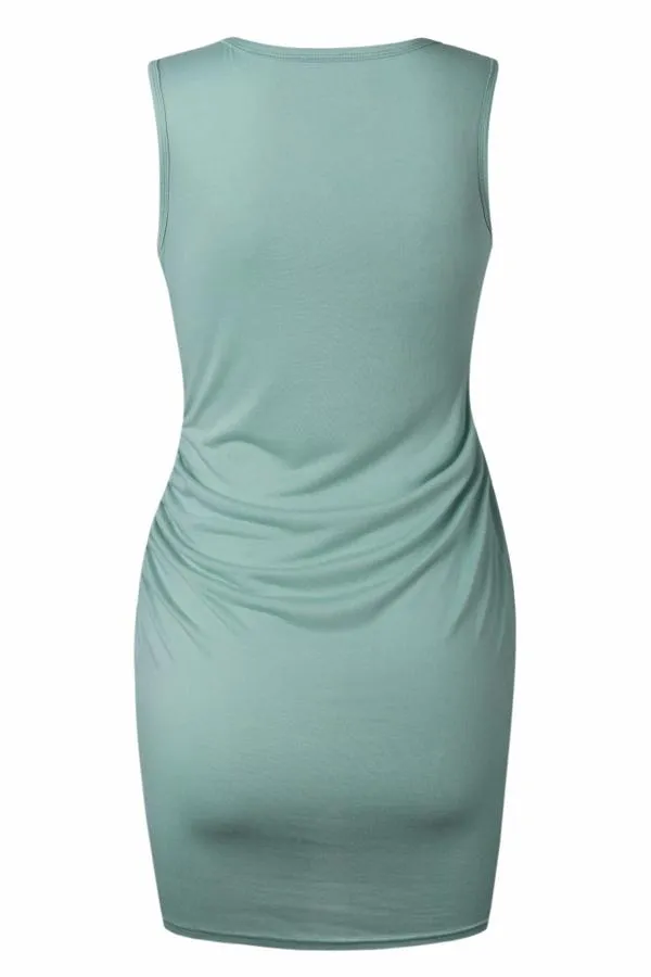 Solid Color Sleeveless Sheath Dress