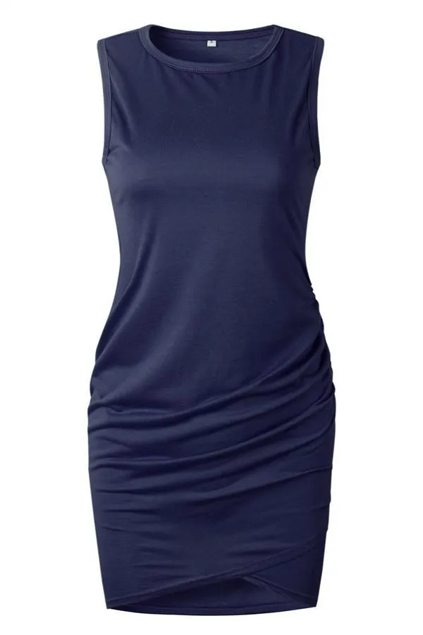 Solid Color Sleeveless Sheath Dress