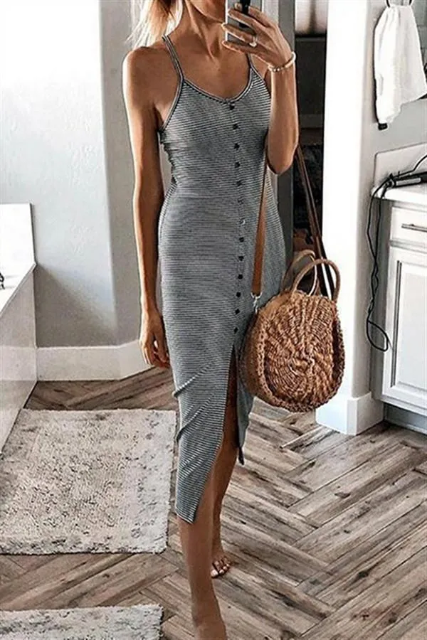 Solid Color Sleeveless Sheath Dress