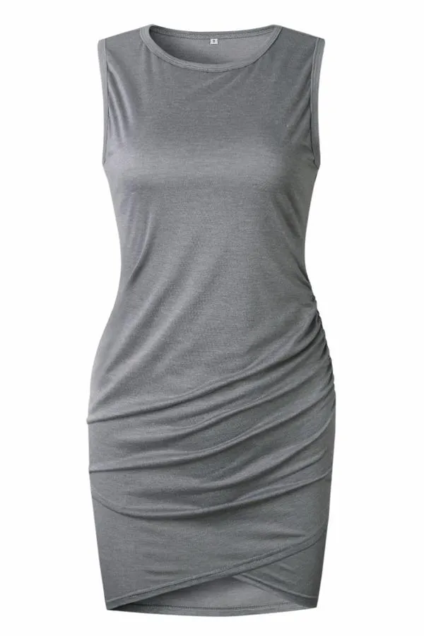 Solid Color Sleeveless Sheath Dress