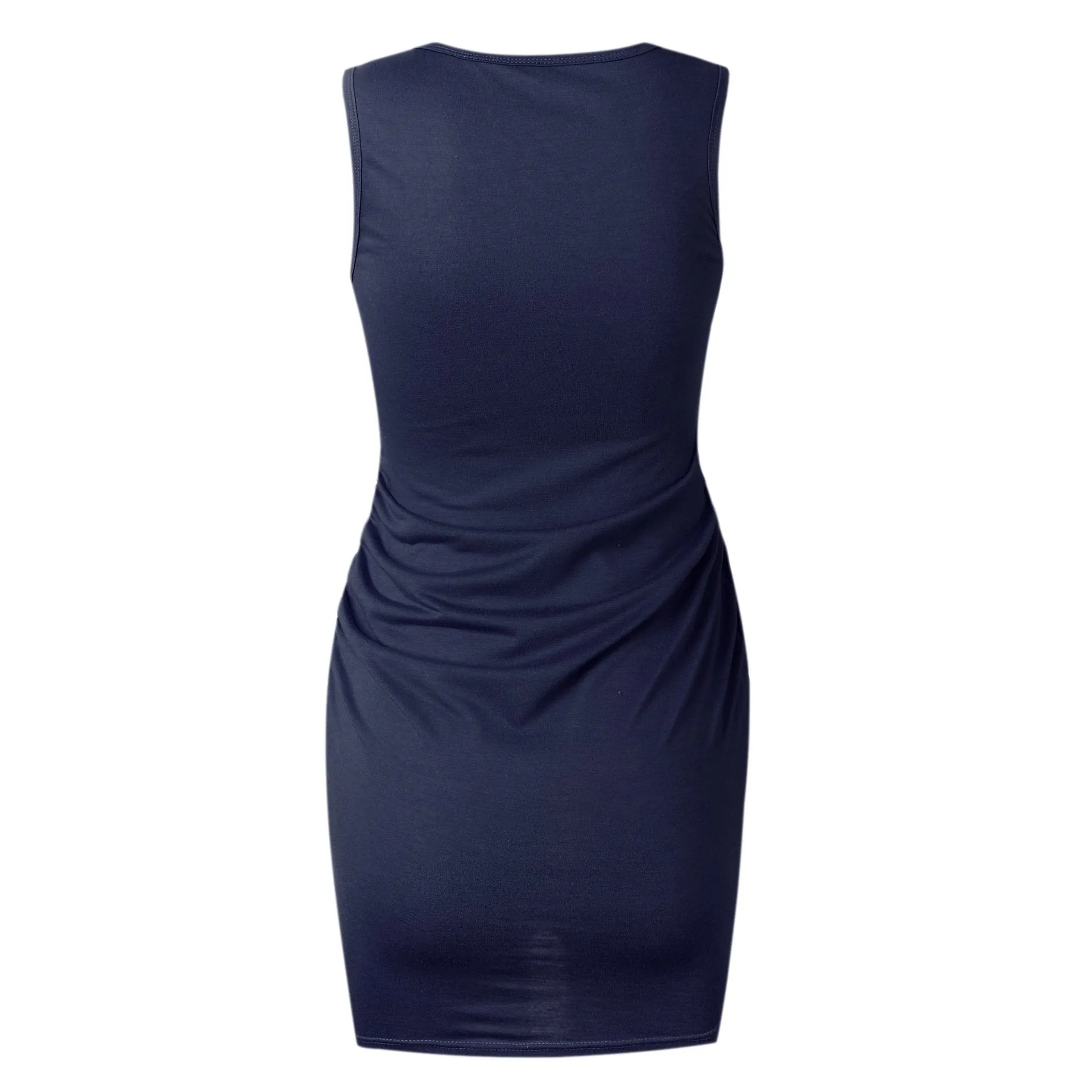 Solid Color Sleeveless Sheath Dress