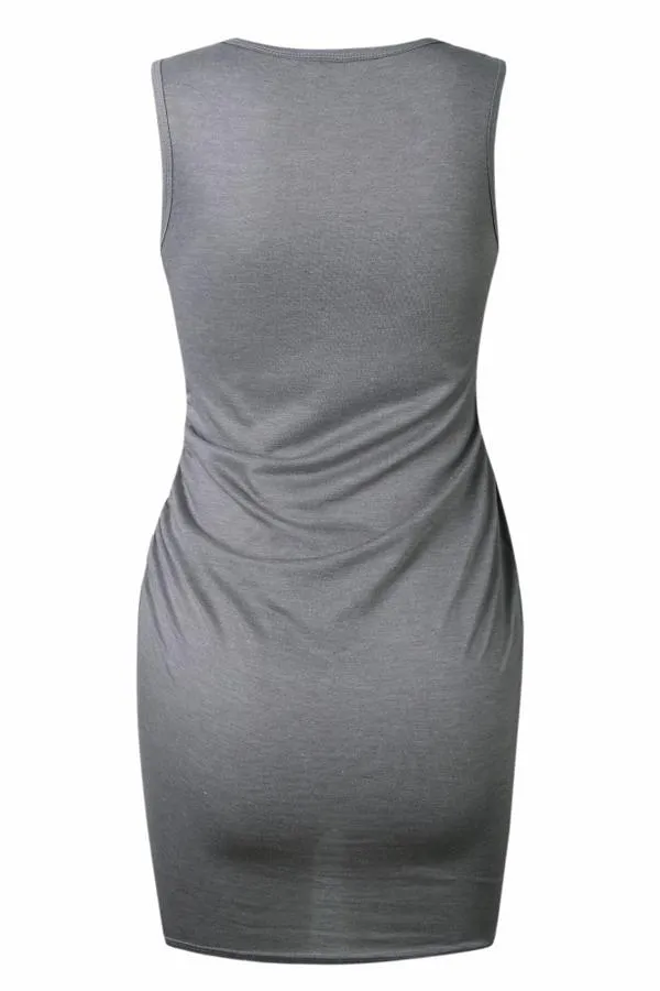 Solid Color Sleeveless Sheath Dress