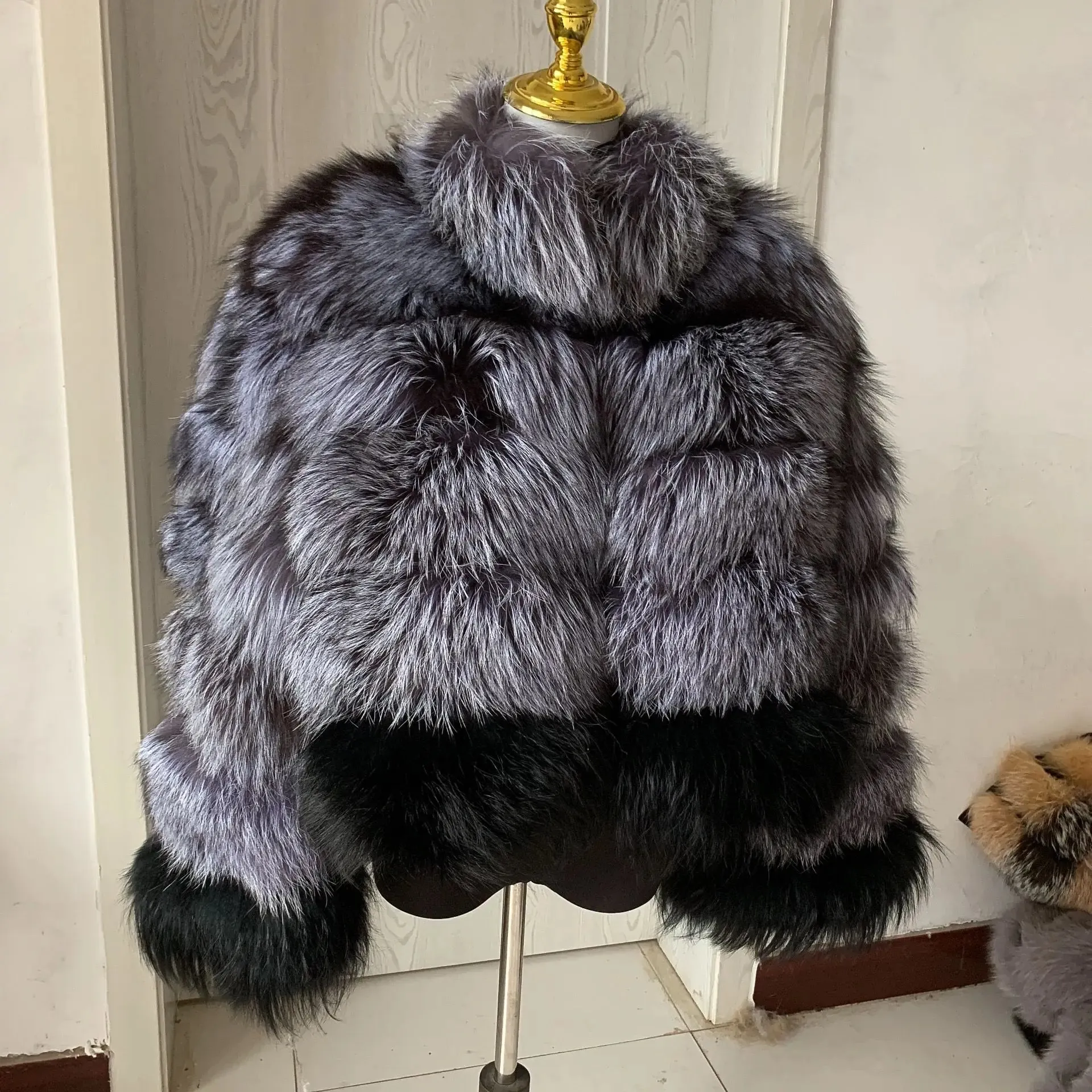 TEEK - Natural Silver Fluff Mixed Design Real Coat