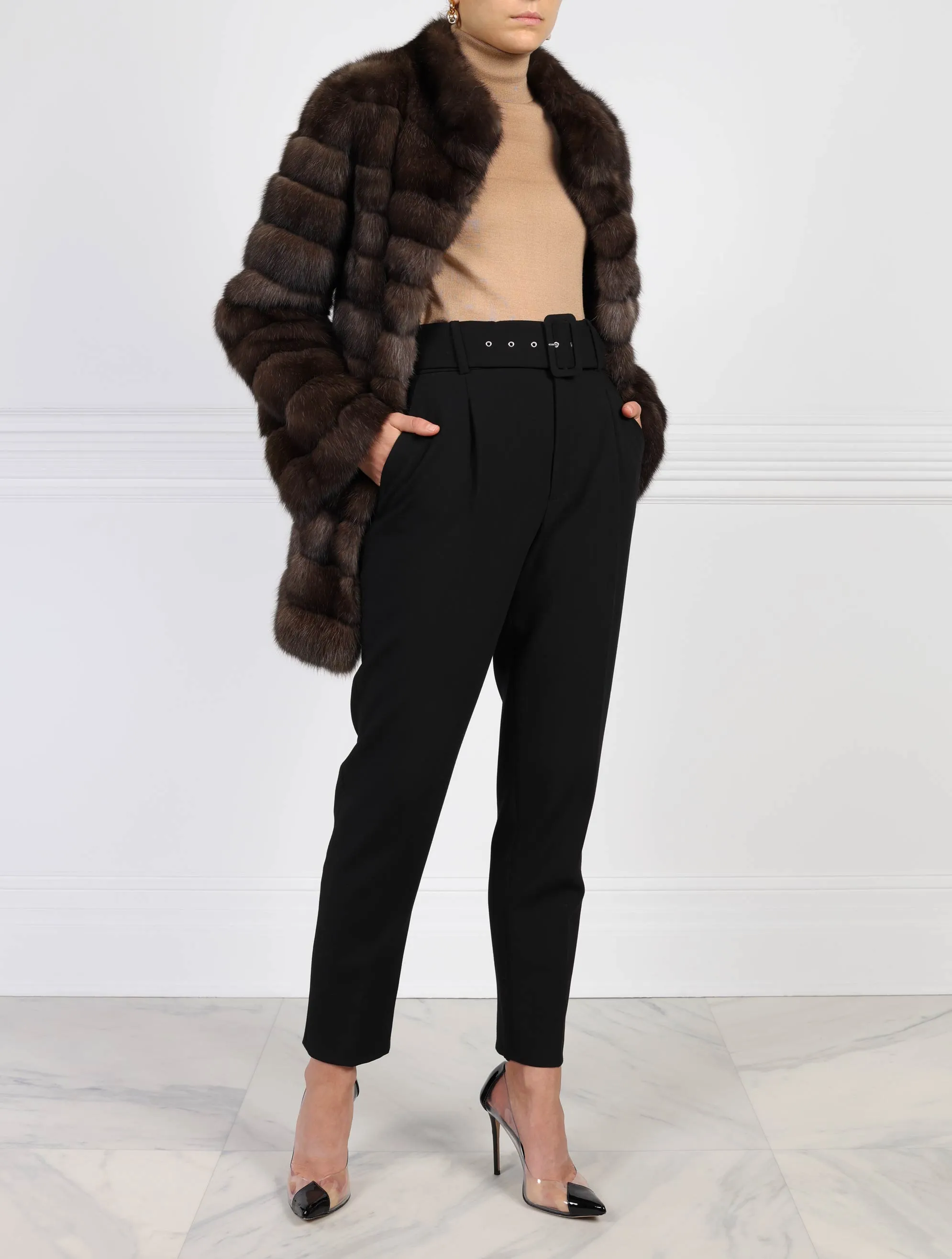 The Alexa Barguzin Sable Fur & Suede Coat