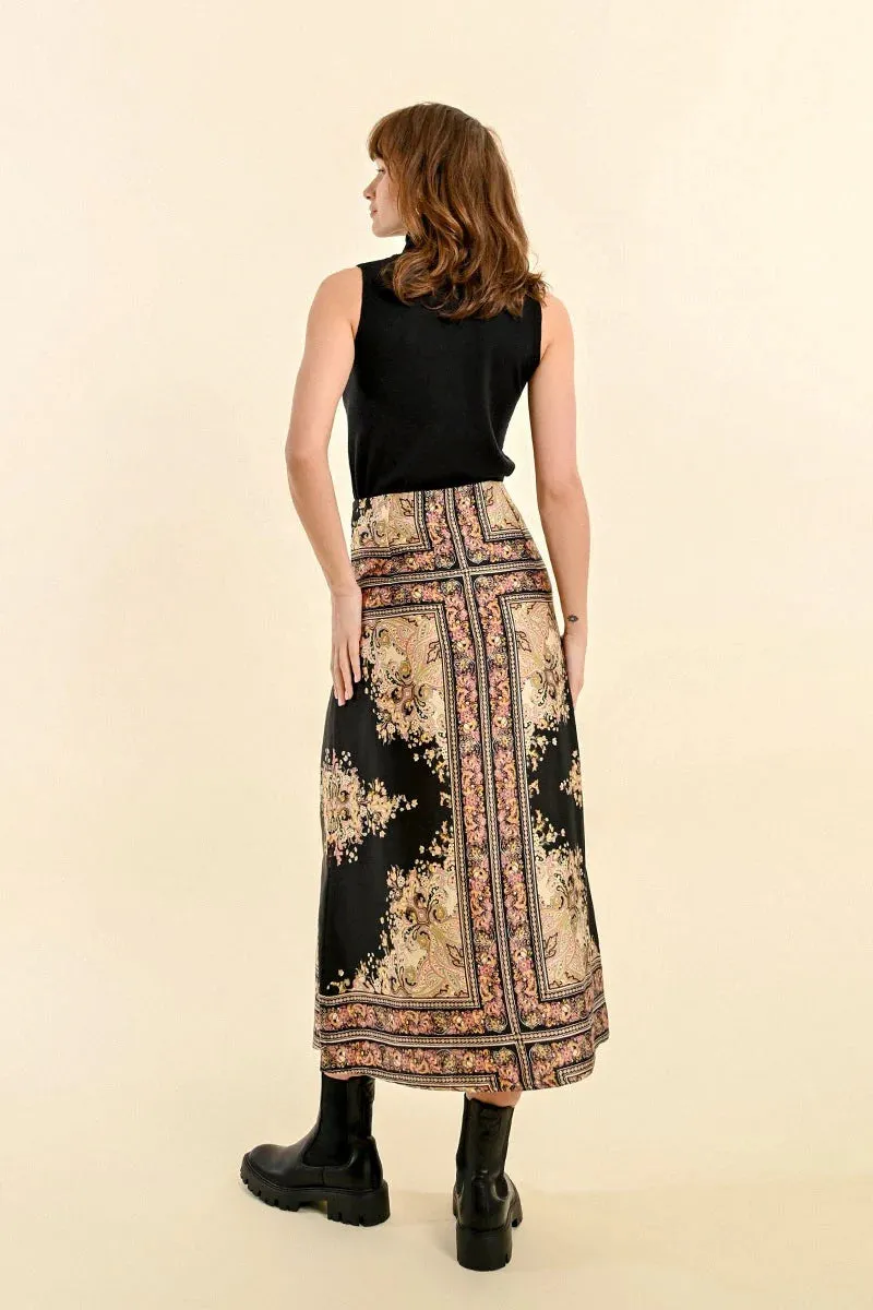 The Victoria Printed Satin Midi Skirt