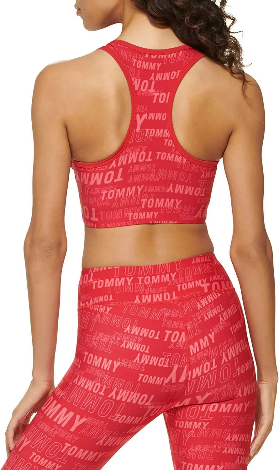 Tommy Hilfiger Women's Low Impact Monogram Sports Bra Red Size Medium