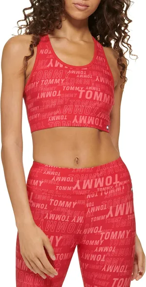 Tommy Hilfiger Women's Low Impact Monogram Sports Bra Red Size Medium