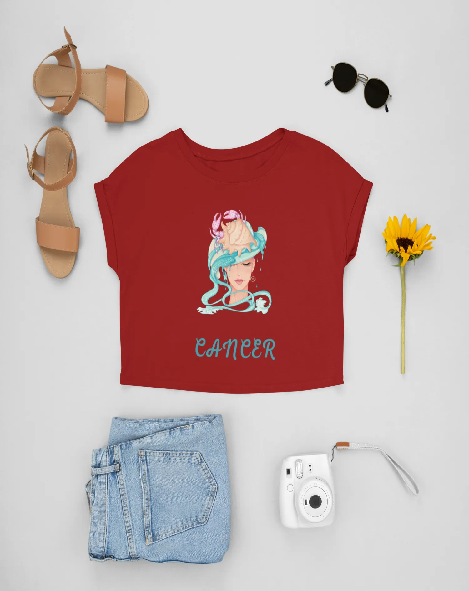 Trendy Women's Stellar Cancer Crop Top