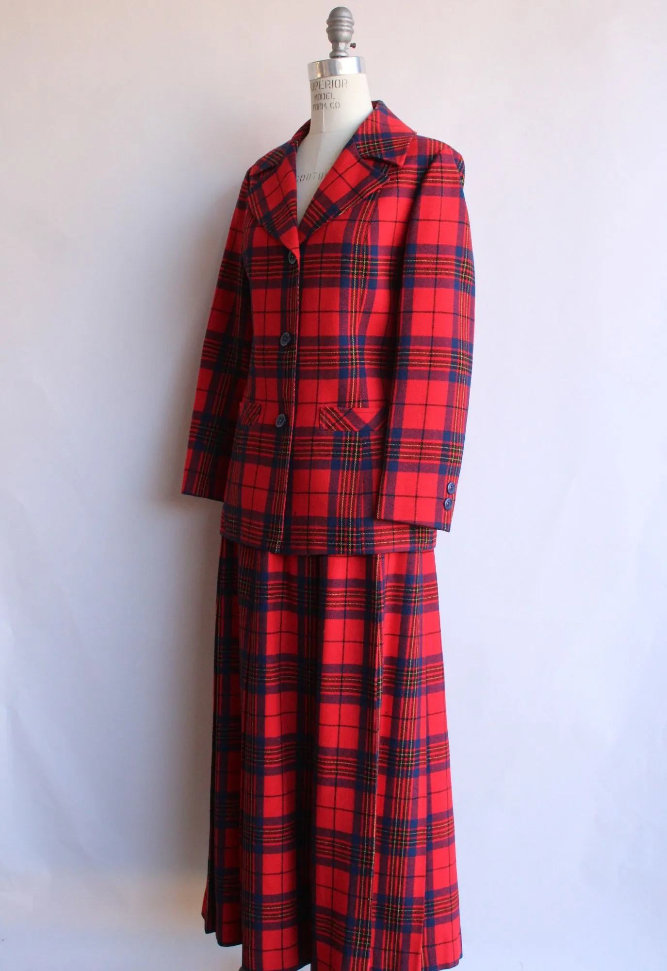 Vintage 1970s Pendleton Plaid Tartan Check Two Piece Suit