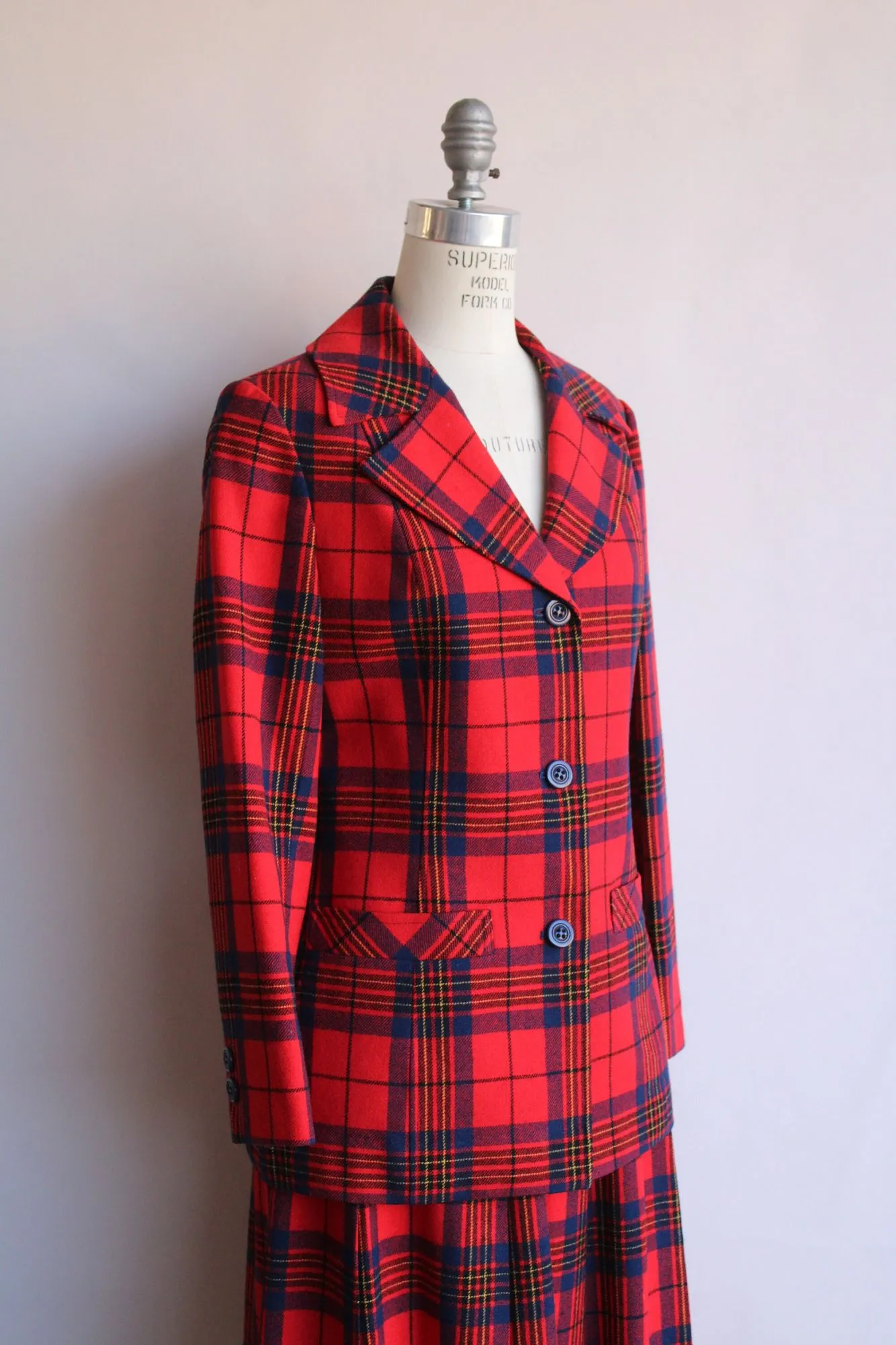 Vintage 1970s Pendleton Plaid Tartan Check Two Piece Suit