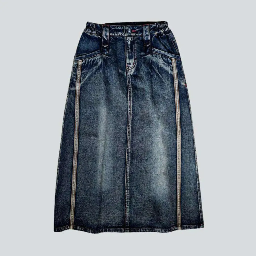 Vintage denim skirt with bands