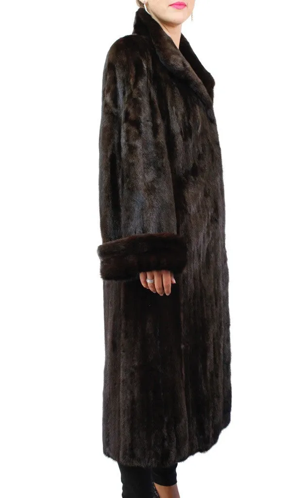 Vintage Natural Dark Mahogany Mink Fur Coat -M | Fully Let Out