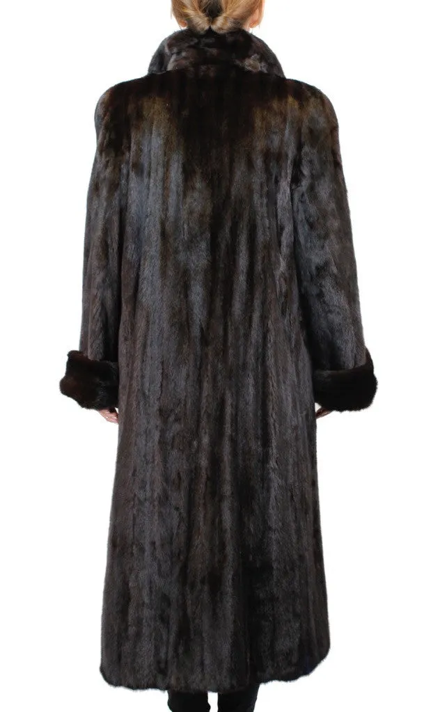 Vintage Natural Dark Mahogany Mink Fur Coat -M | Fully Let Out