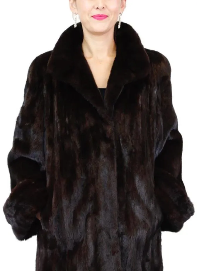 Vintage Natural Dark Mahogany Mink Fur Coat -M | Fully Let Out