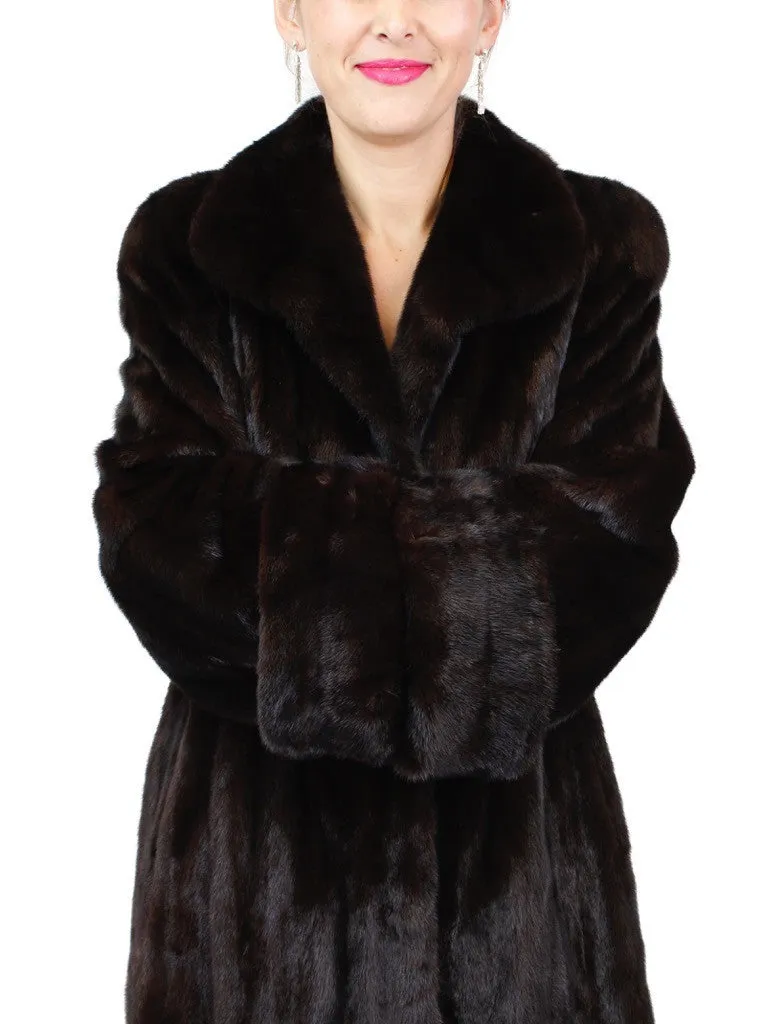 Vintage Natural Dark Mahogany Mink Fur Coat -M | Fully Let Out