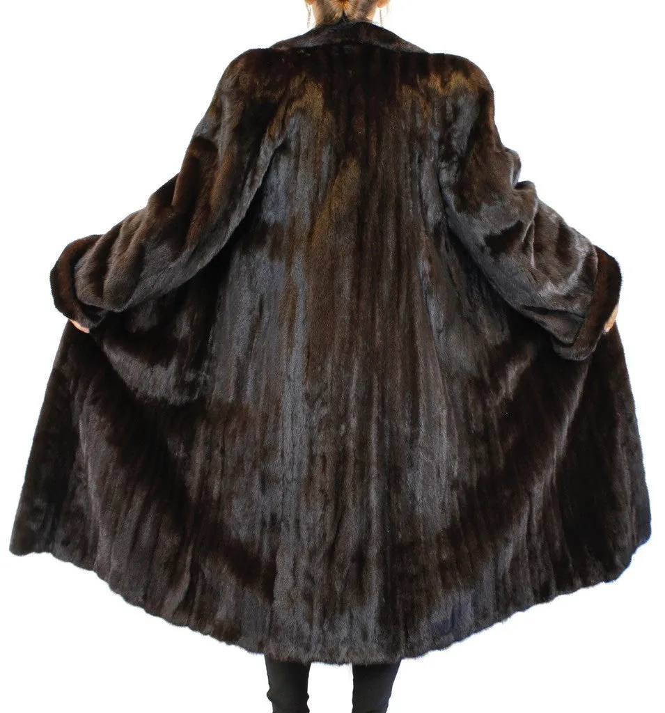 Vintage Natural Dark Mahogany Mink Fur Coat -M | Fully Let Out