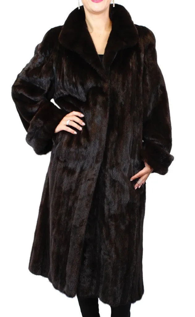 Vintage Natural Dark Mahogany Mink Fur Coat -M | Fully Let Out