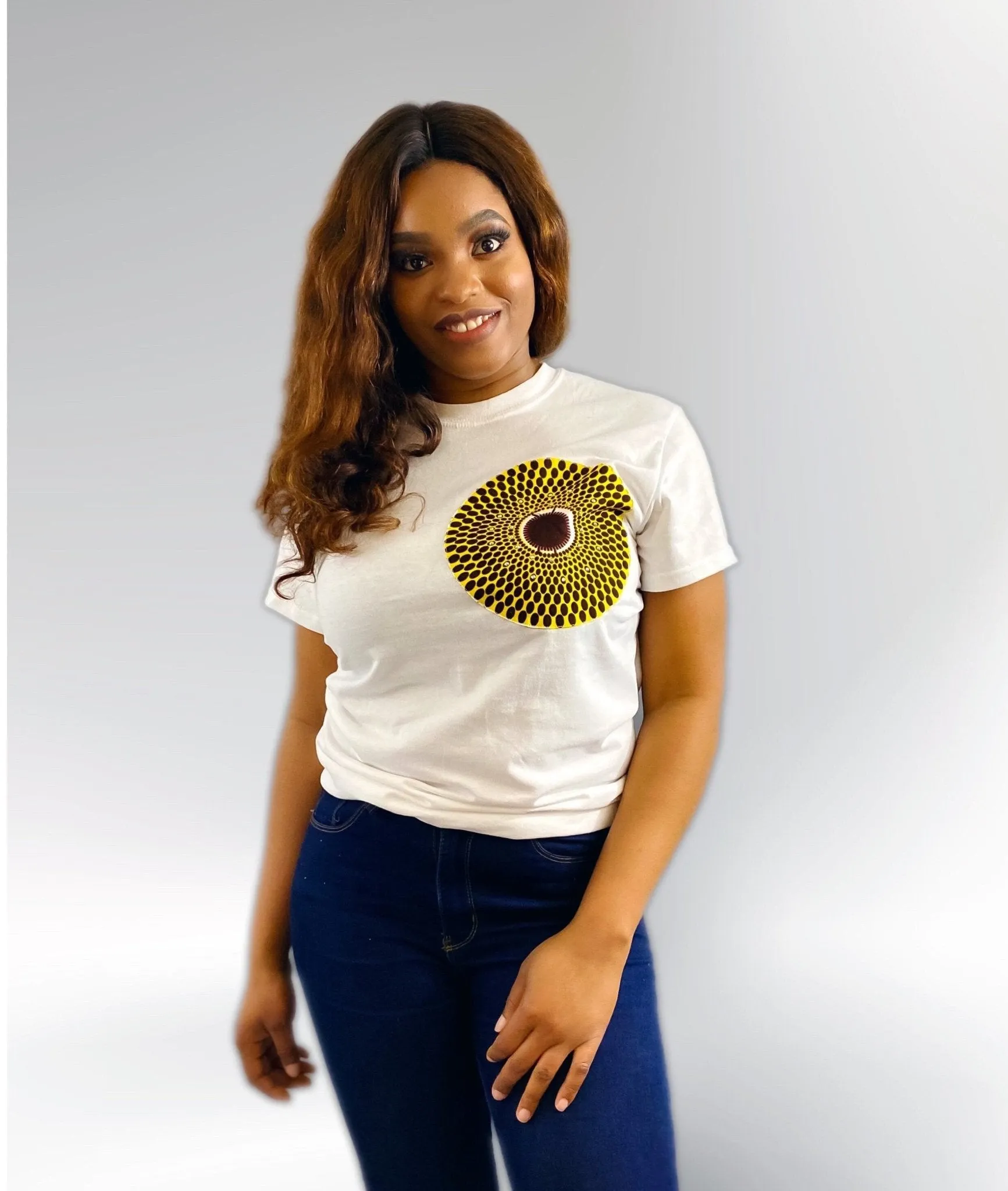 White Unisex African Print T-Shirt