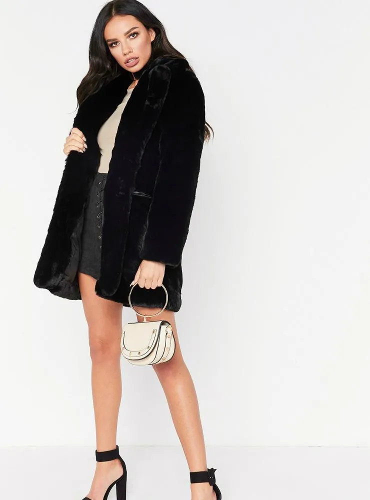 Women Medium Long Fur Coat With Velvety Rabbit Fur