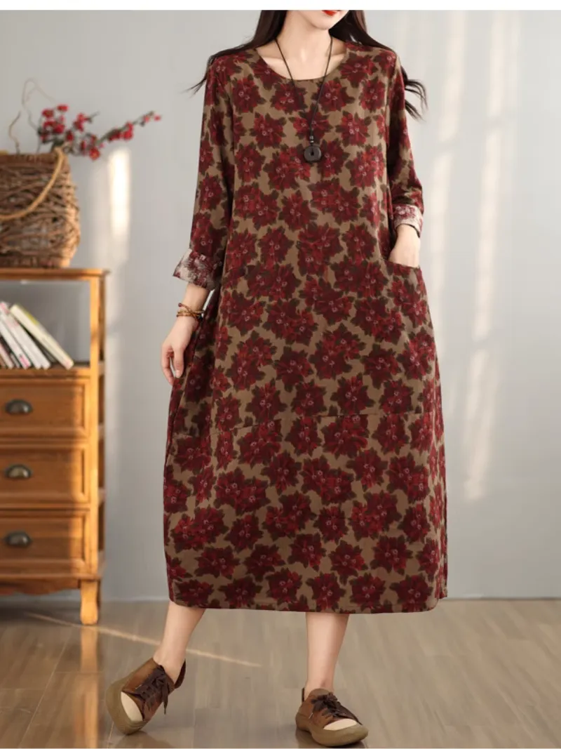 Women's Beautiful Side Pocket Summer Printed A-Line Dress