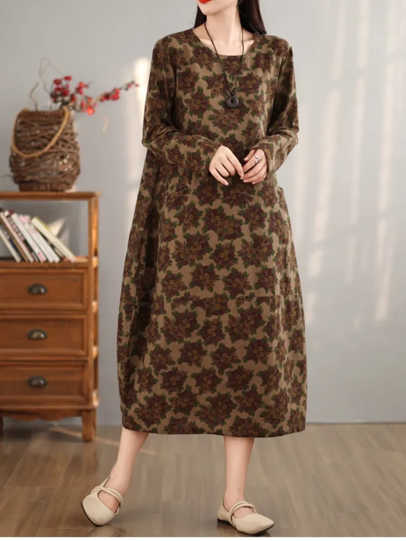 Women's Beautiful Side Pocket Summer Printed A-Line Dress