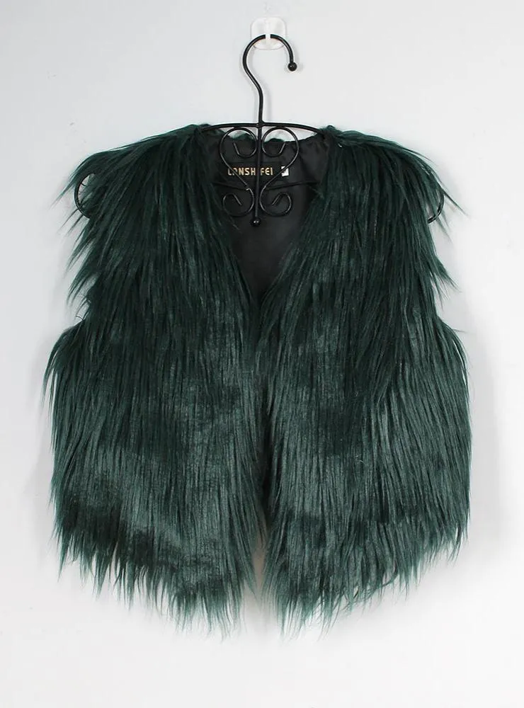 Women's Short Fur Vest Short Faux Fur Vest