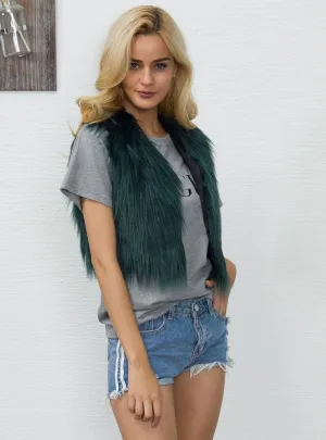 Women's Short Fur Vest Short Faux Fur Vest