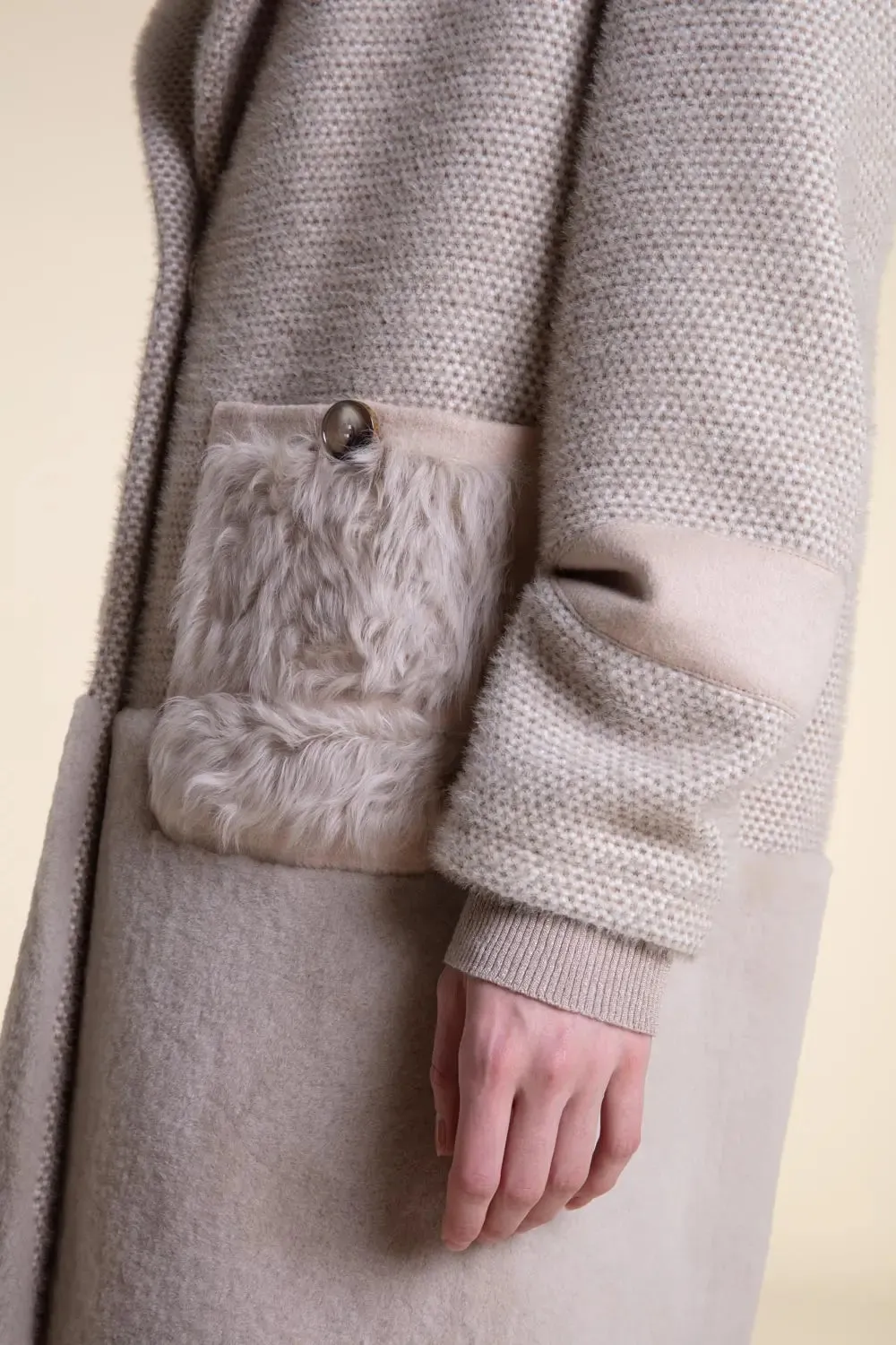 Wool coat with shearling collar